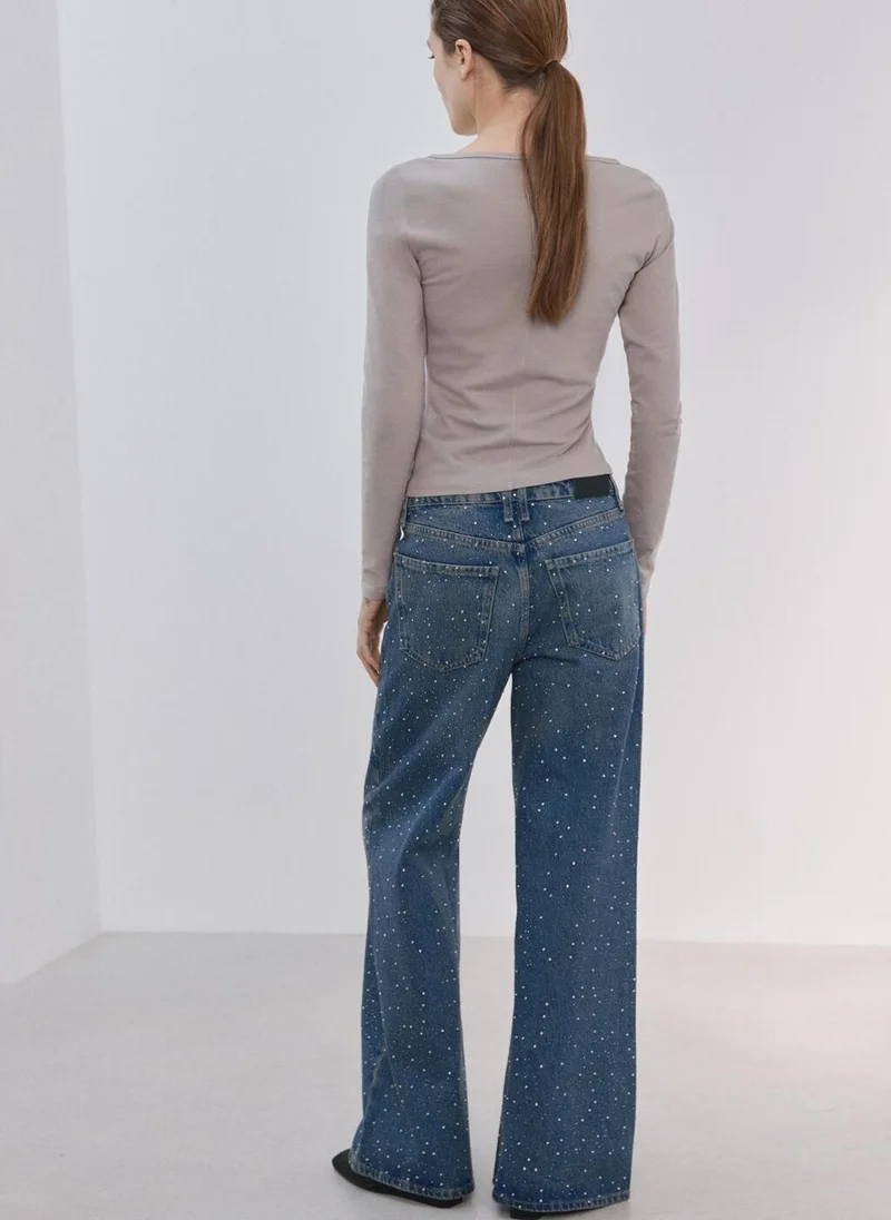 مانجو Wide leg jeans with rhinestones